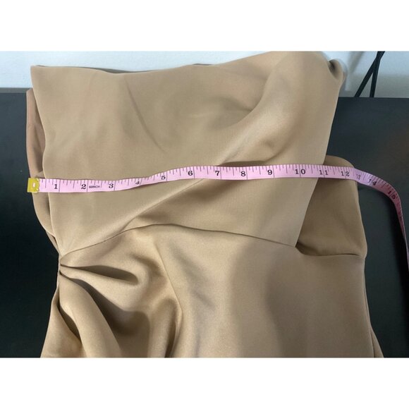 ASOS DESIGN Asymmetric Back Slit Maxi Dress Camel size 0 - Picture 10 of 15